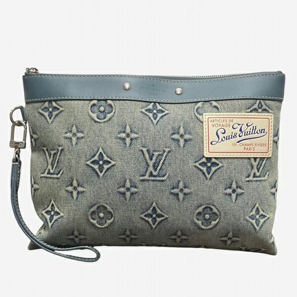 LOUIS VUITTON Blue Monogram Clutch Bag - Picture 1 of 9